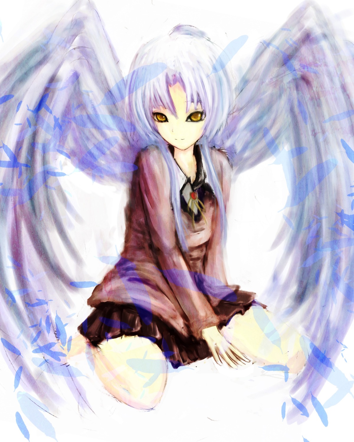 angel_beats! kami_amane_kurohime tachibana_kanade wings