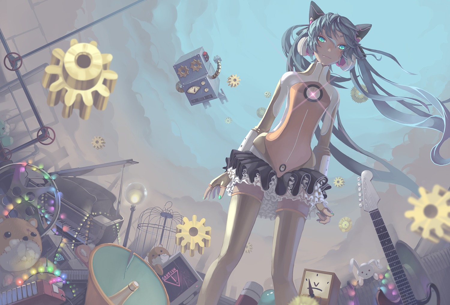 hatsune_miku madyy odds_&_ends_(vocaloid) thighhighs vocaloid