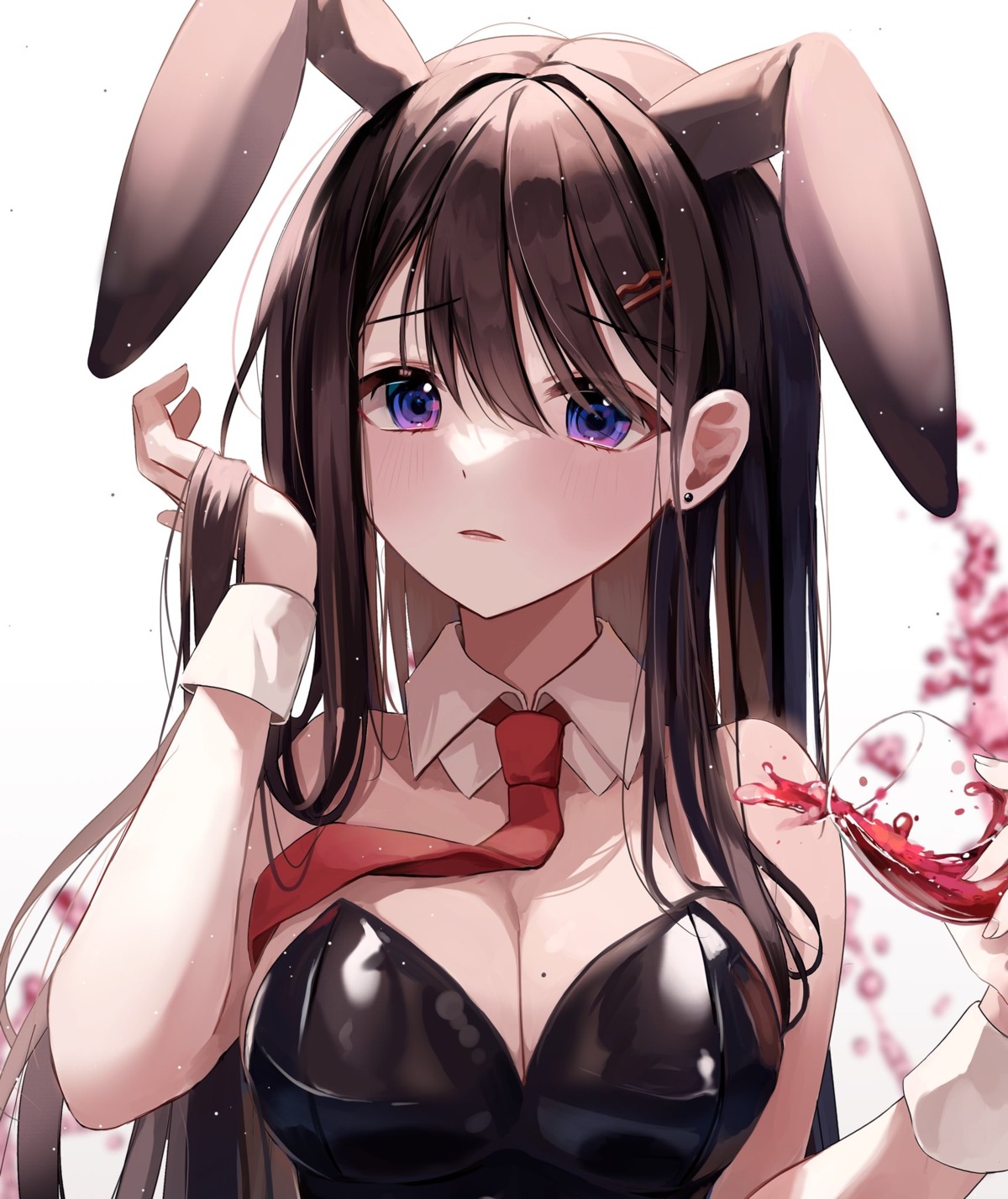 animal_ears bunny_ears bunny_girl cleavage myowa no_bra