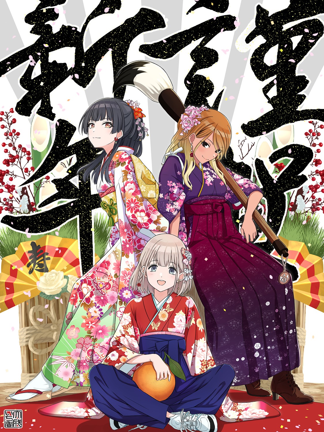 dyjoe_ichika heels izumi_mei japanese_clothes kimono mayuzumi_fuyuko serizawa_asahi the_idolm@ster the_idolm@ster_shiny_colors