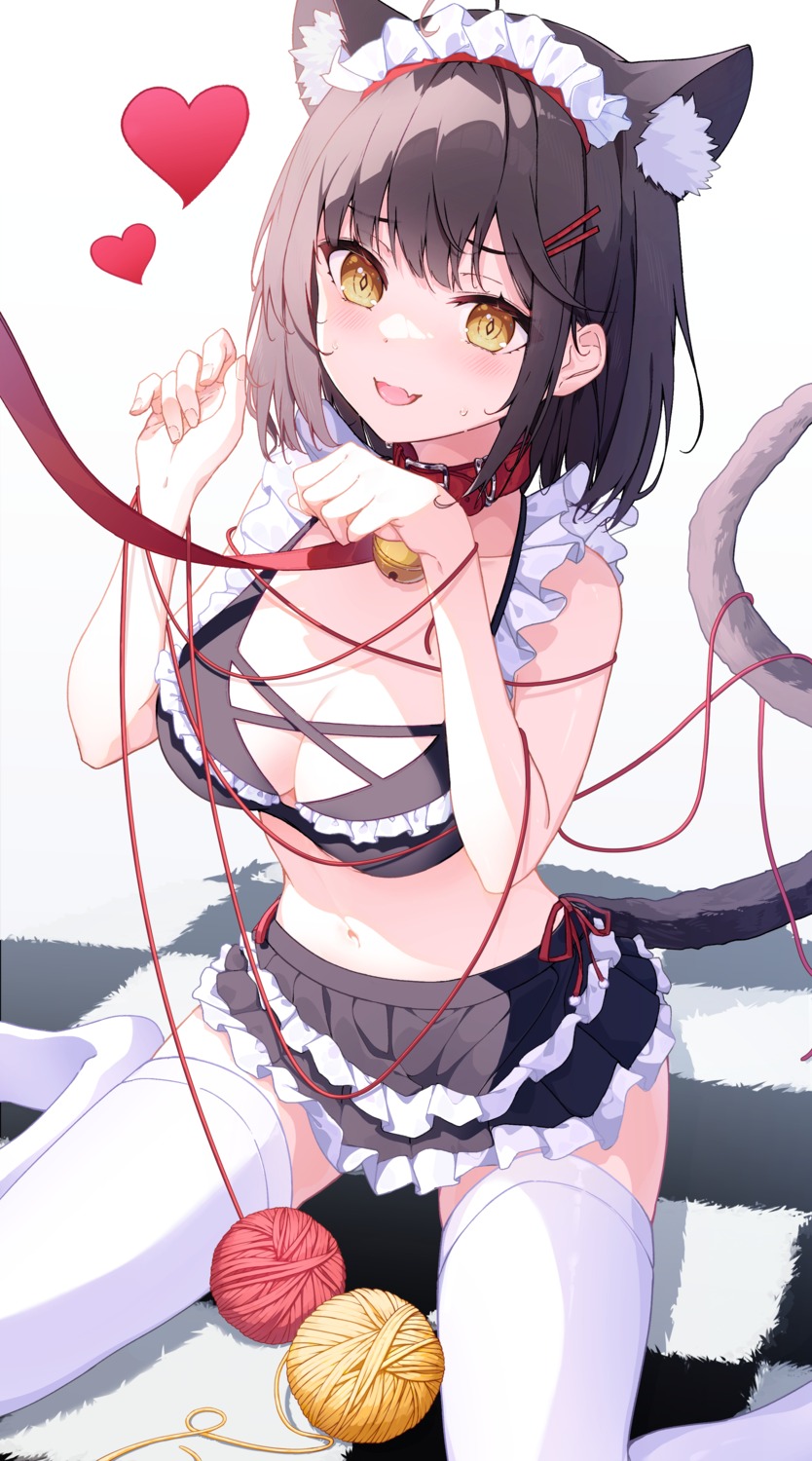 animal_ears bondage keis_(locrian1357) maid nekomimi tail thighhighs