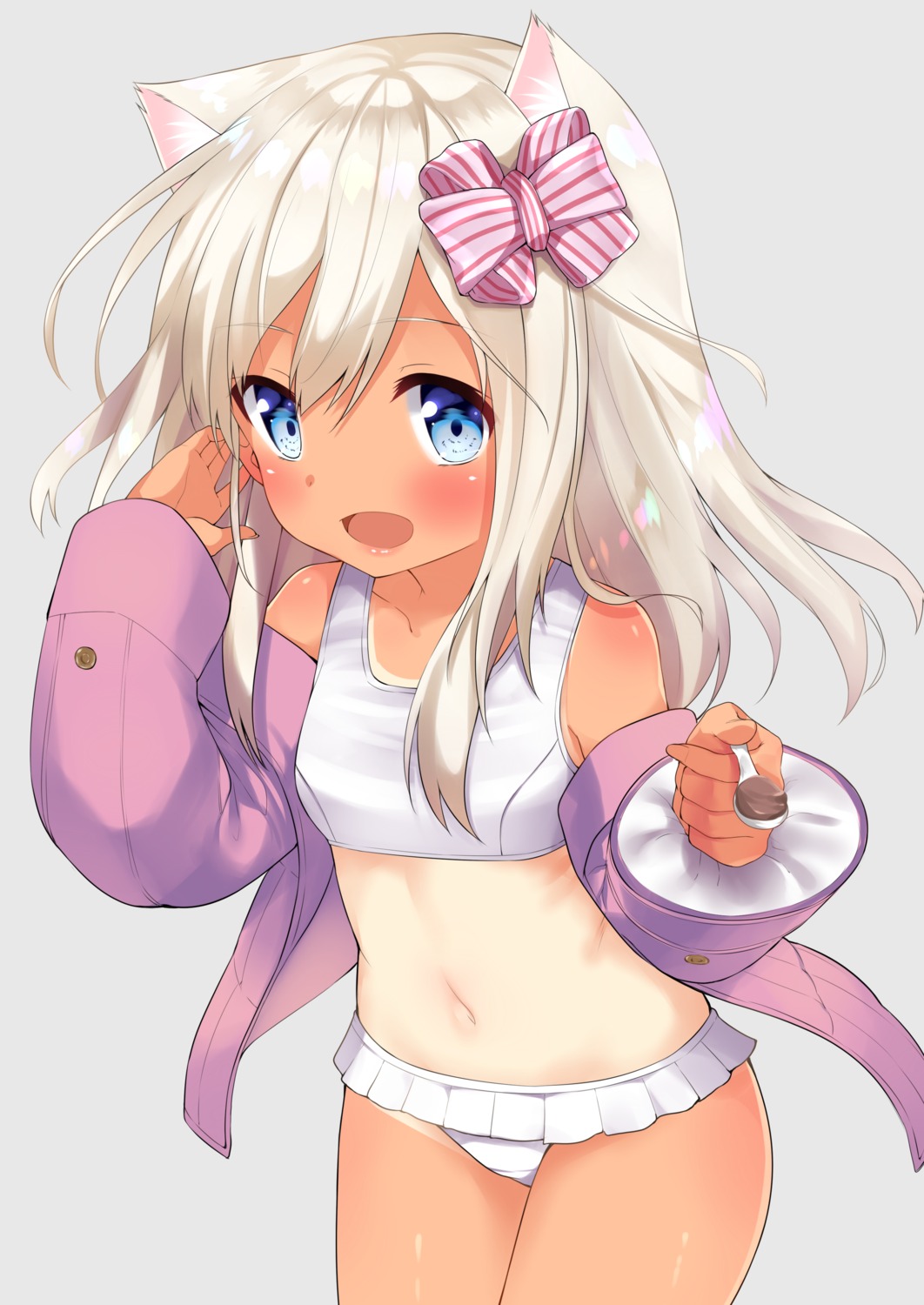 animal_ears bikini go-1 kantai_collection open_shirt ro-500 swimsuits tan_lines