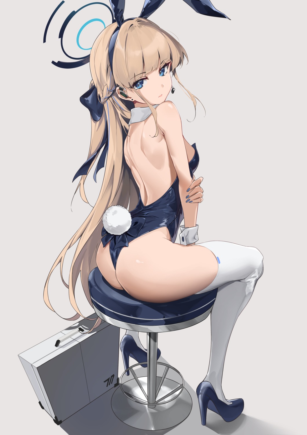 animal_ears ass asuma_toki bitterpain blue_archive bunny_ears bunny_girl halo heels no_bra tail thighhighs