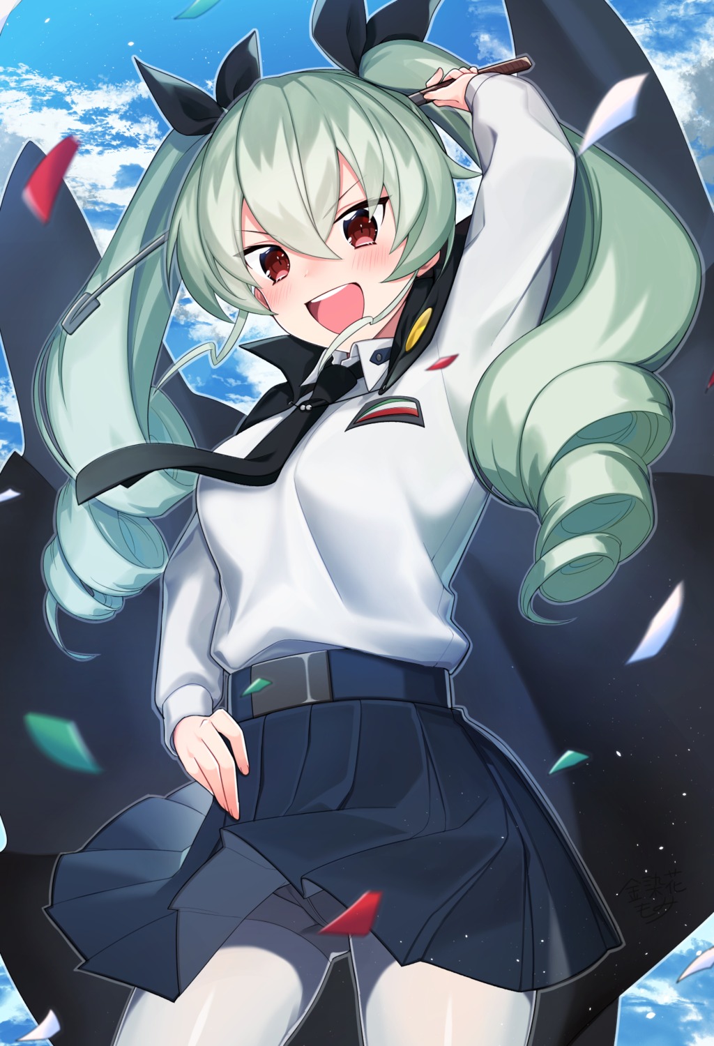 anchovy girls_und_panzer kinsenka_momi pantsu pantyhose uniform