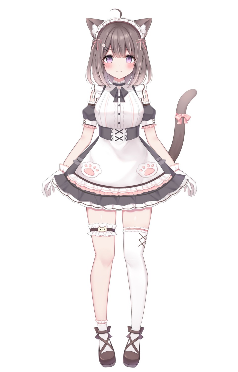 animal_ears garter komari_mhy maid nekomimi tail thighhighs