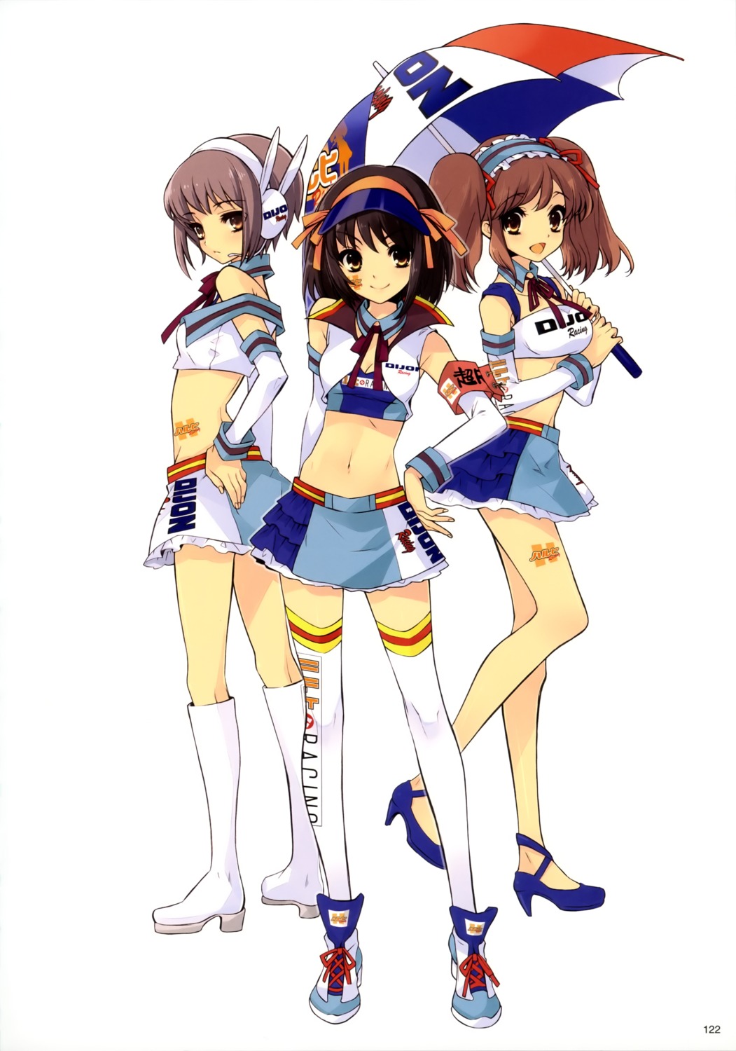 asahina_mikuru cleavage headphones ito_noizi nagato_yuki suzumiya_haruhi suzumiya_haruhi_no_yuuutsu thighhighs