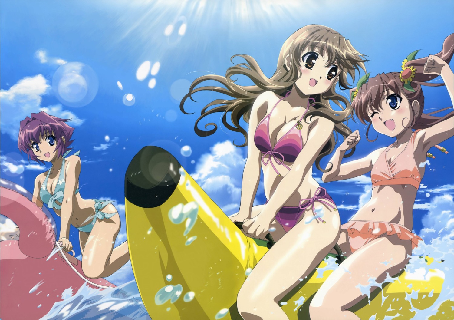 amamiya_shiina bikini detexted ishino_satoshi jpeg_artifacts nogizaka_haruka nogizaka_haruka_no_himitsu nogizaka_mika swimsuits