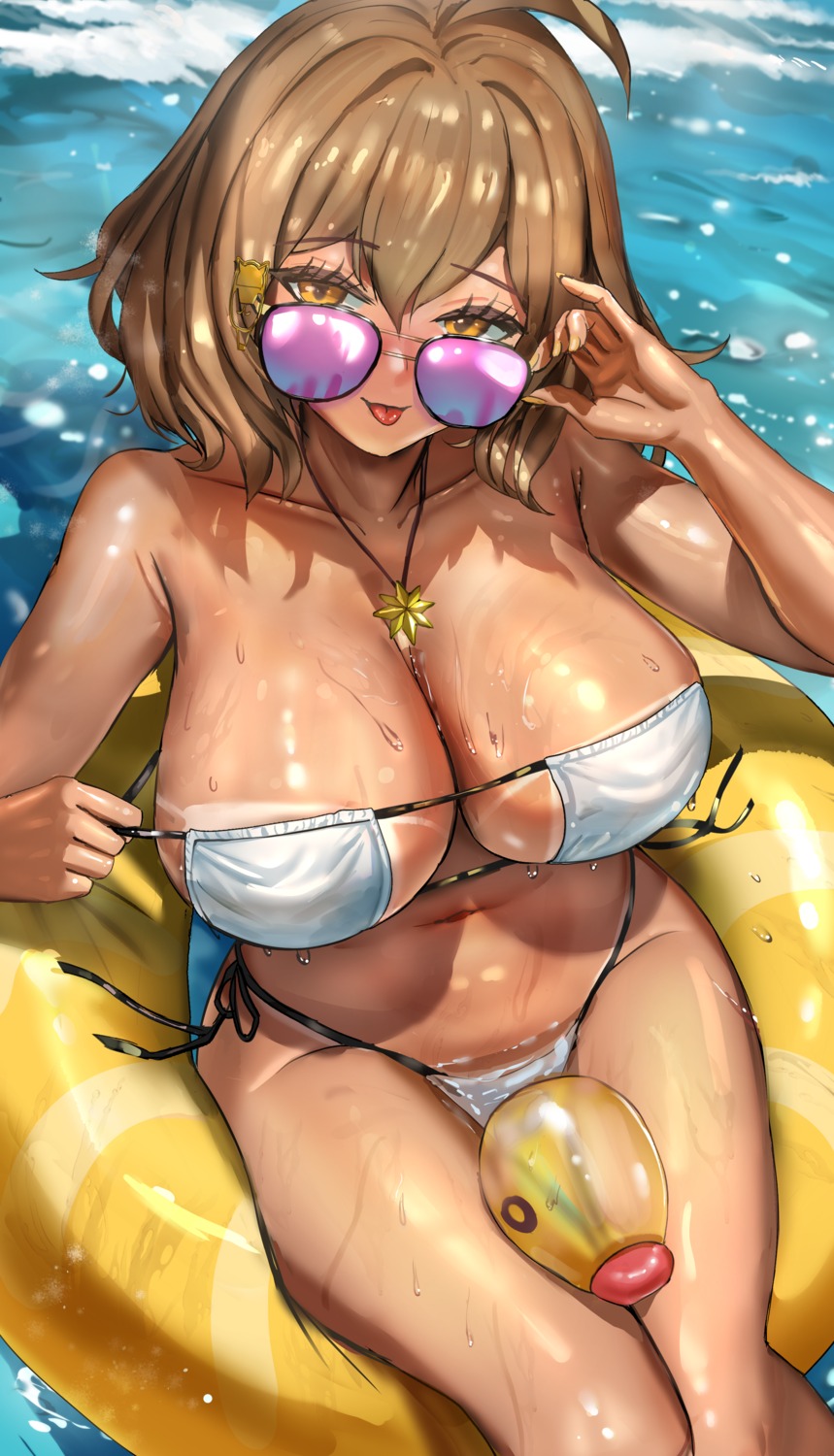 anis bikini goddess_of_victory:_nikke himoata megane swimsuits tan_lines undressing wet