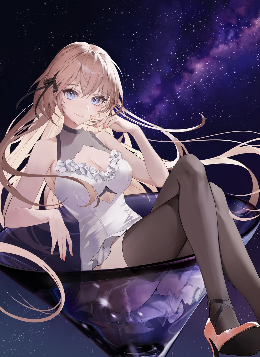 chungla cleavage heels pantsu see_through skirt_lift thighhighs thong