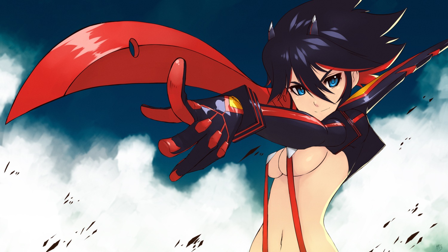 cleavage hell_machina horns kill_la_kill matoi_ryuuko sword