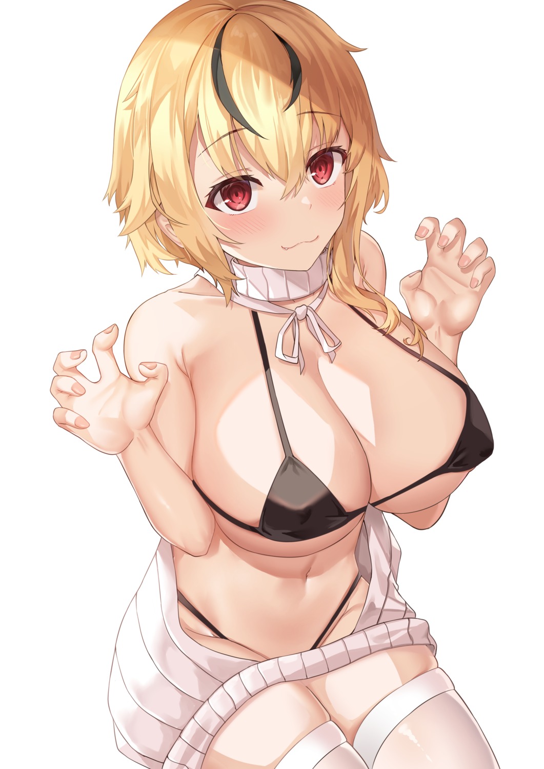 bikini deogho_(liujinzy9854) dress erect_nipples sweater swimsuits thighhighs