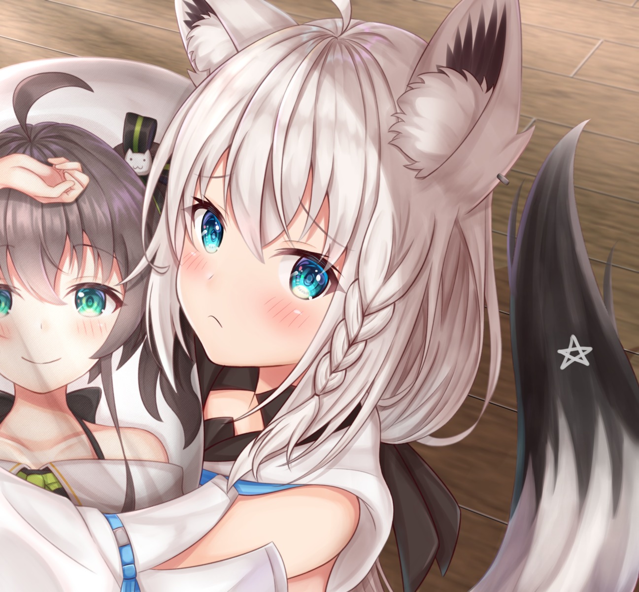 animal_ears hololive hololive_gamers kitsune namekuji_ojiichan natsuiro_matsuri shirakami_fubuki tail