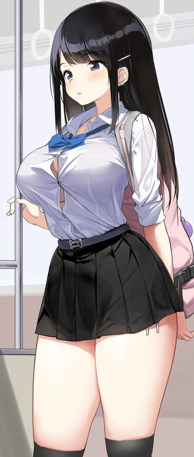 bra kaisen_chuui seifuku thighhighs