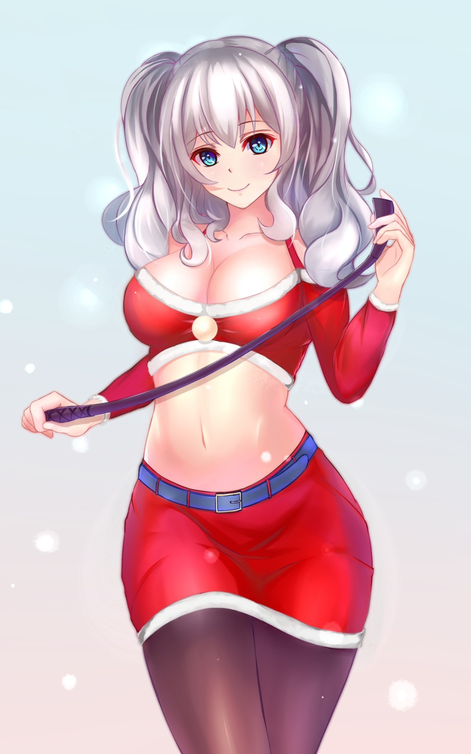 christmas cleavage john_117 kantai_collection kashima_(kancolle) pantyhose