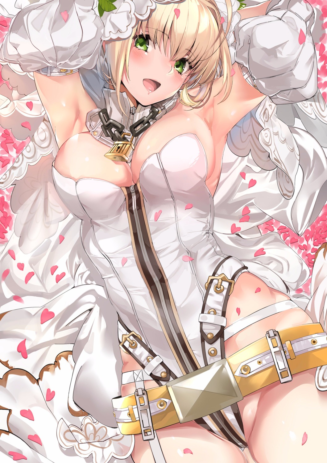cleavage dress fate/extra fate/extra_ccc fate/grand_order fate/stay_night marushin saber_bride saber_extra