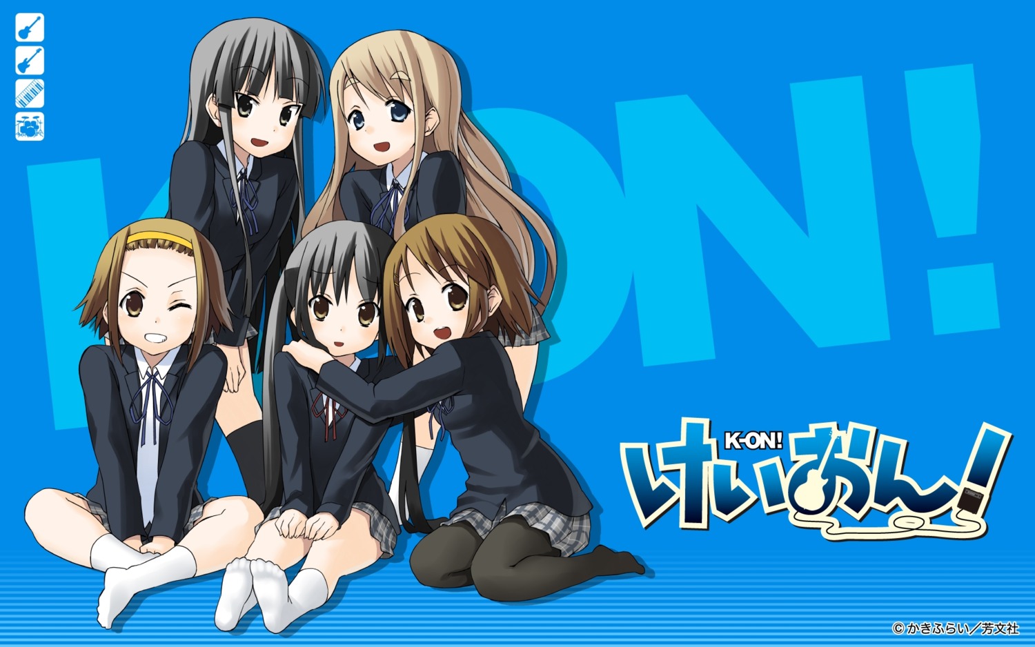 akiyama_mio hirasawa_yui k-on! kakifly kotobuki_tsumugi nakano_azusa pantyhose seifuku tainaka_ritsu wallpaper