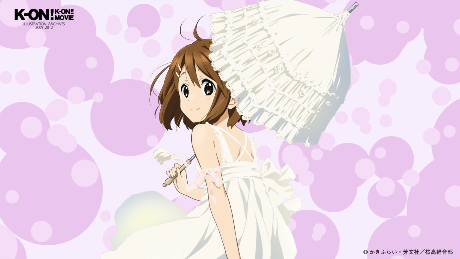 dress hirasawa_yui horiguchi_yukiko k-on! summer_dress umbrella wallpaper