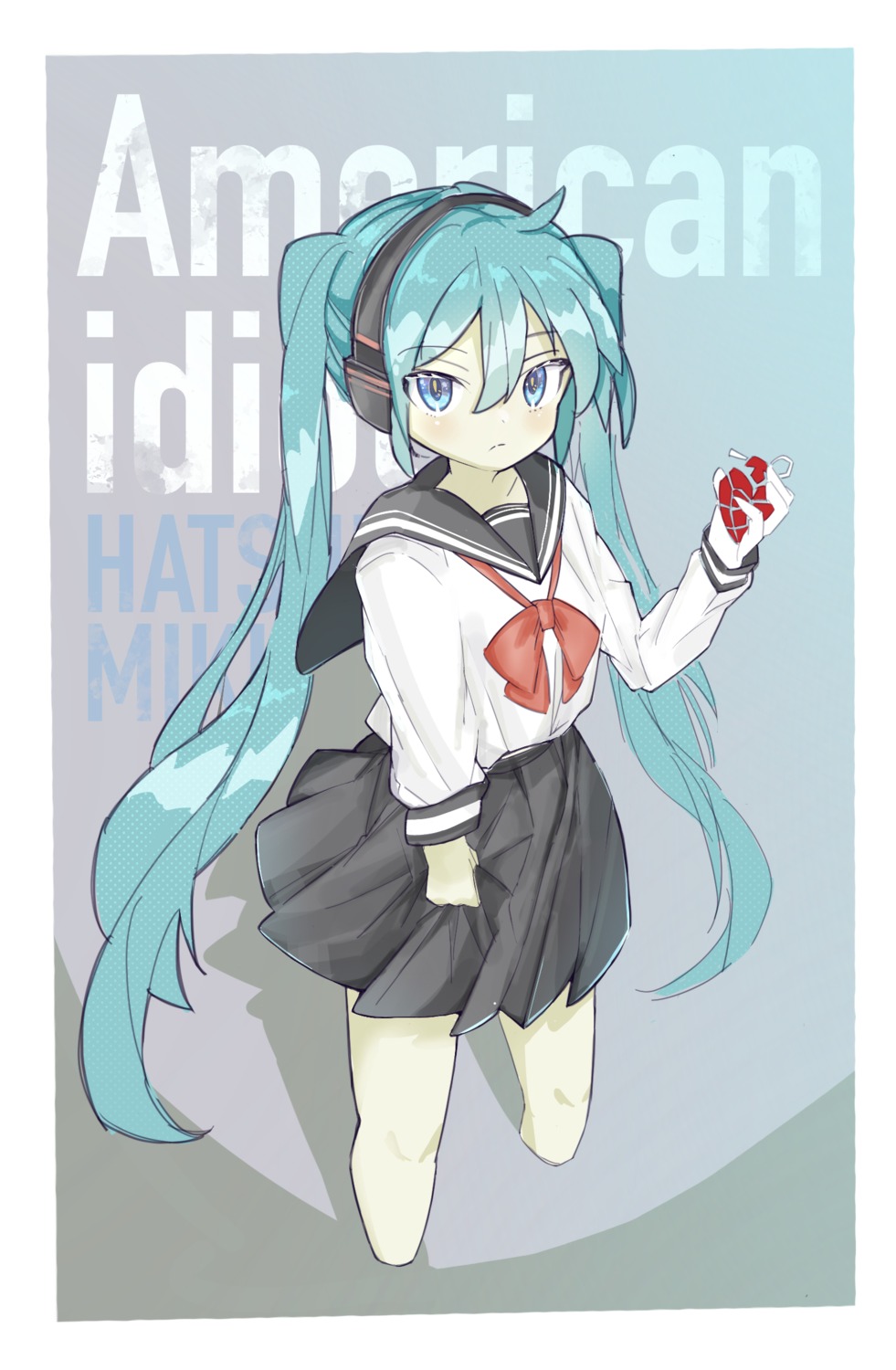 aasan hatsune_miku headphones seifuku vocaloid