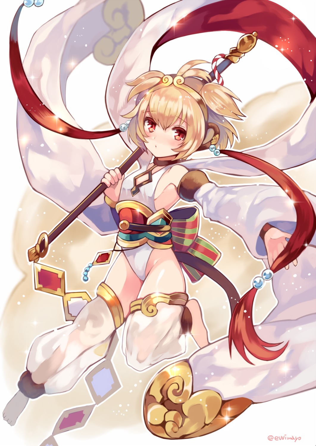 andira_(granblue_fantasy) animal_ears granblue_fantasy leotard no_bra nopan see_through shina_shina tail thighhighs weapon