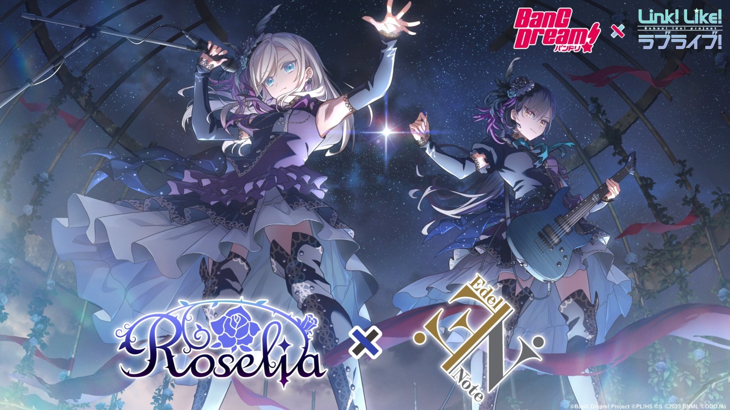 bang_dream! bang_dream!_episode_of_roselia ceras_yanagita_lilienfeld cosplay guitar hikawa_sayo katsuragi_izumi love_live!_(series) love_live!_hasu_no_sora_jogakuin_school_idol_club minato_yukina tagme thighhighs uniform wallpaper