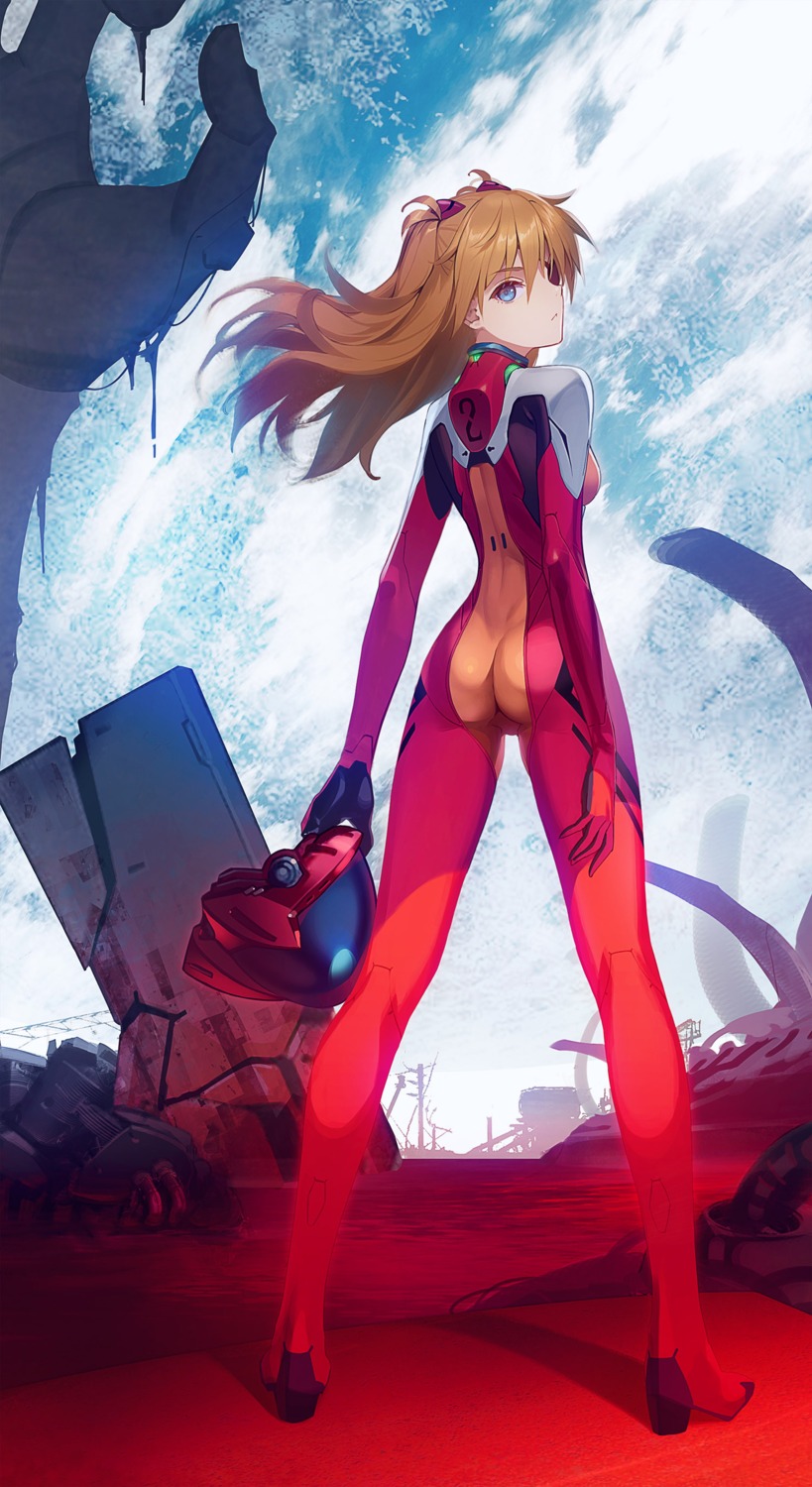 ass bodysuit eyepatch heels neon_genesis_evangelion siino souryuu_asuka_langley