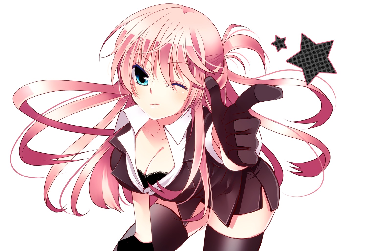 bra cleavage megurine_luka thighhighs vocaloid yunxko