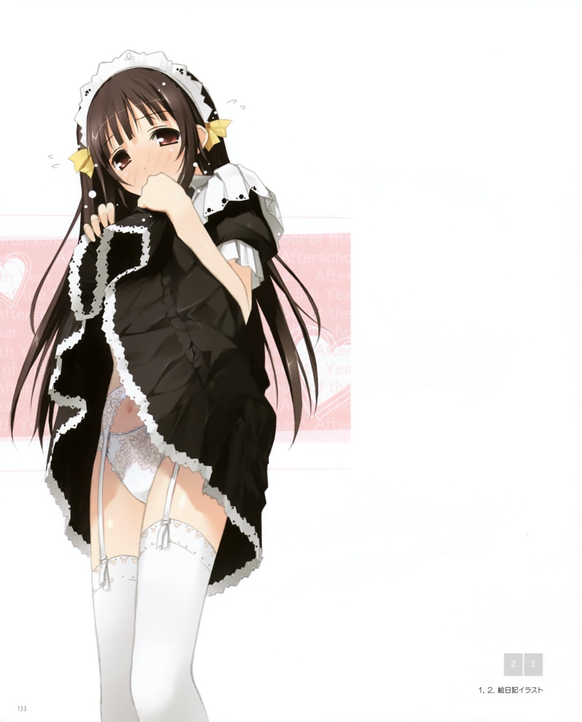 garter_belt kantoku maid pantsu skirt_lift stockings thighhighs