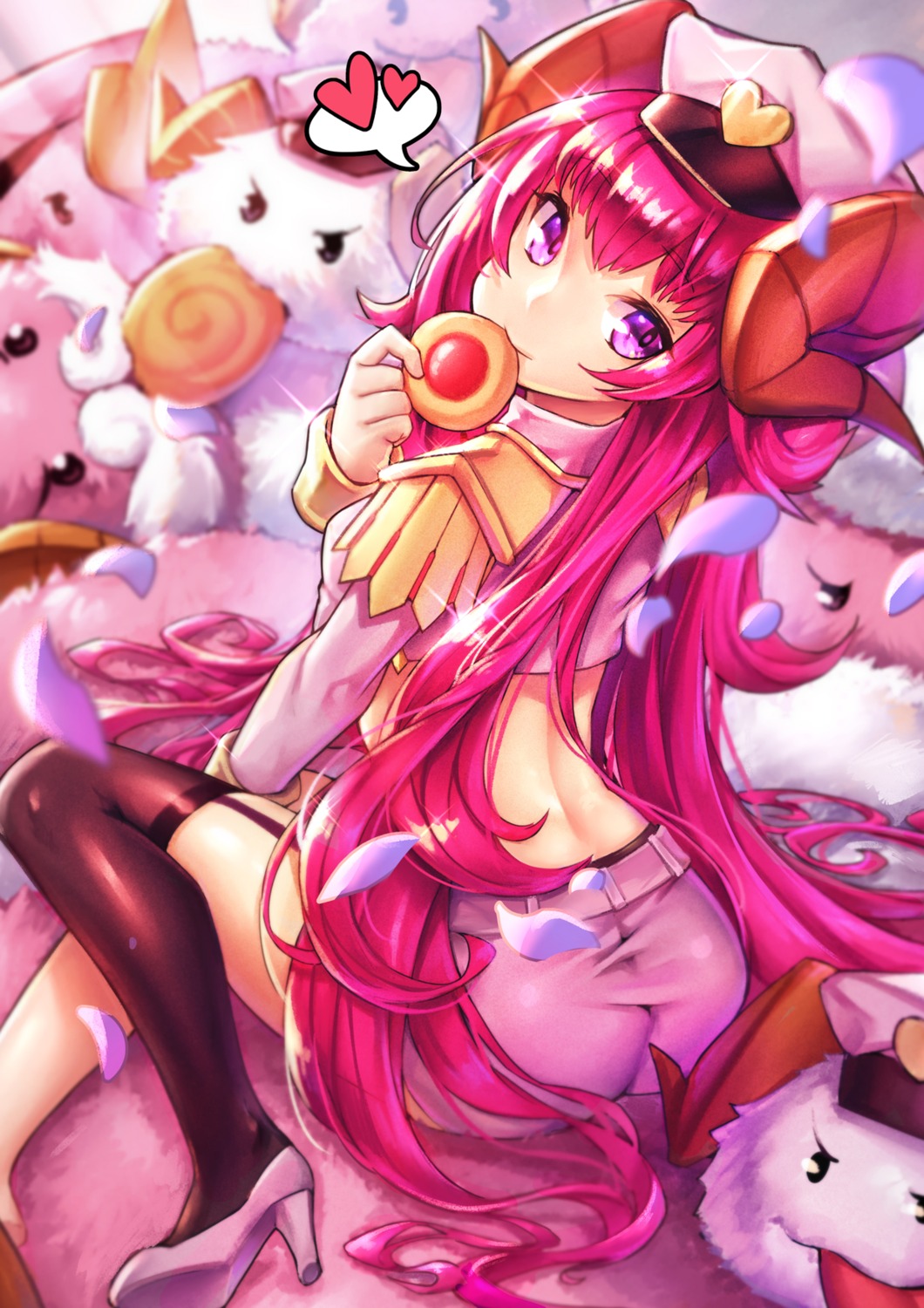 ass heels horns league_of_legends poro_(league_of_legends) shennai_misha stockings thighhighs