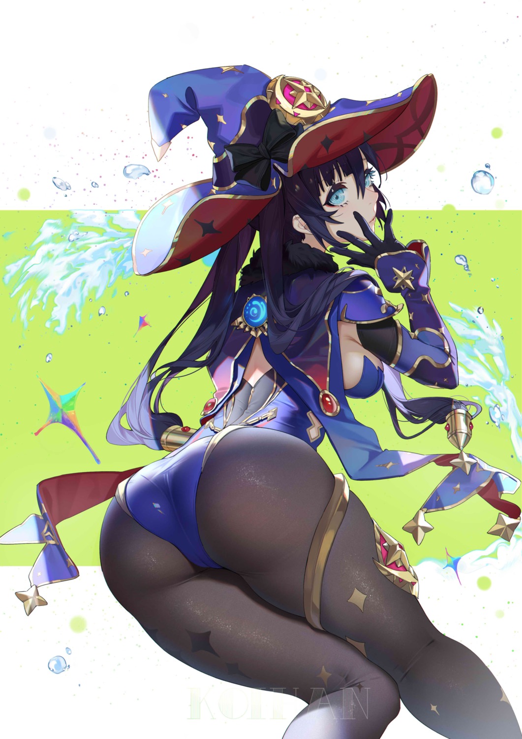 ass cameltoe garter genshin_impact koi_han leotard mona_megistus pantyhose witch