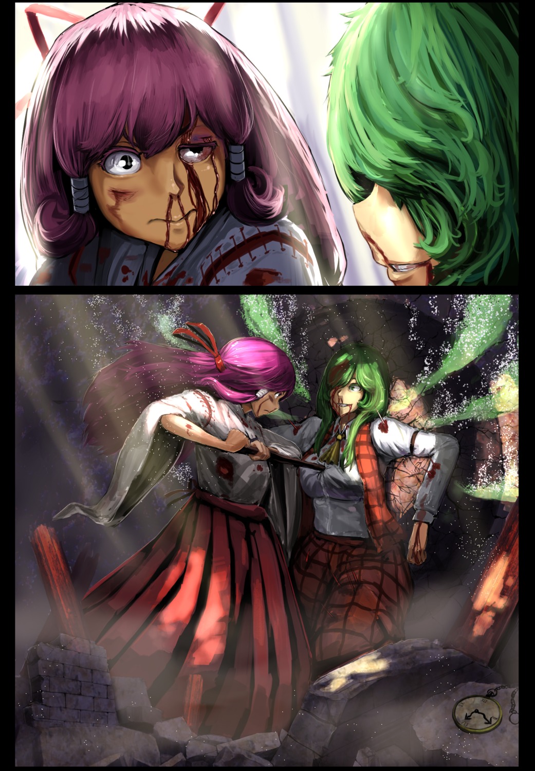 blood hakurei_reimu kazami_yuuka kikimifukuri touhou weapon