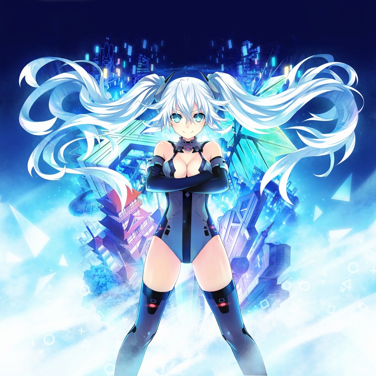 black_heart bodysuit choujigen_game_neptune cleavage kami_jigen_game_neptune_v manamitsu thighhighs