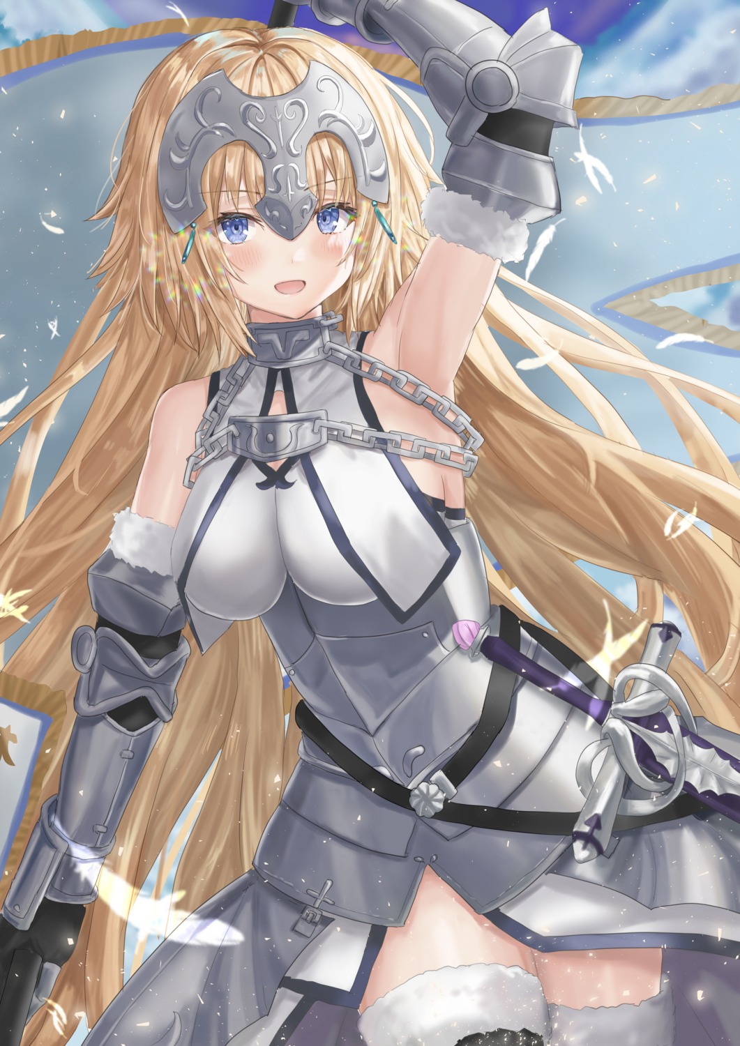 armor fate/grand_order jeanne_d'arc jeanne_d'arc_(fate) sakurasakimasu4 sword thighhighs