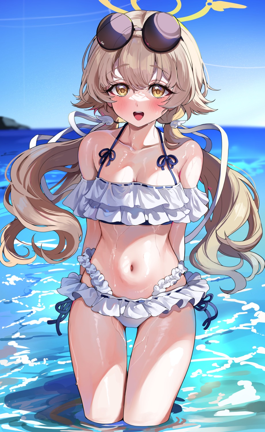 ajitani_hifumi bikini blue_archive halo megane sak swimsuits wet