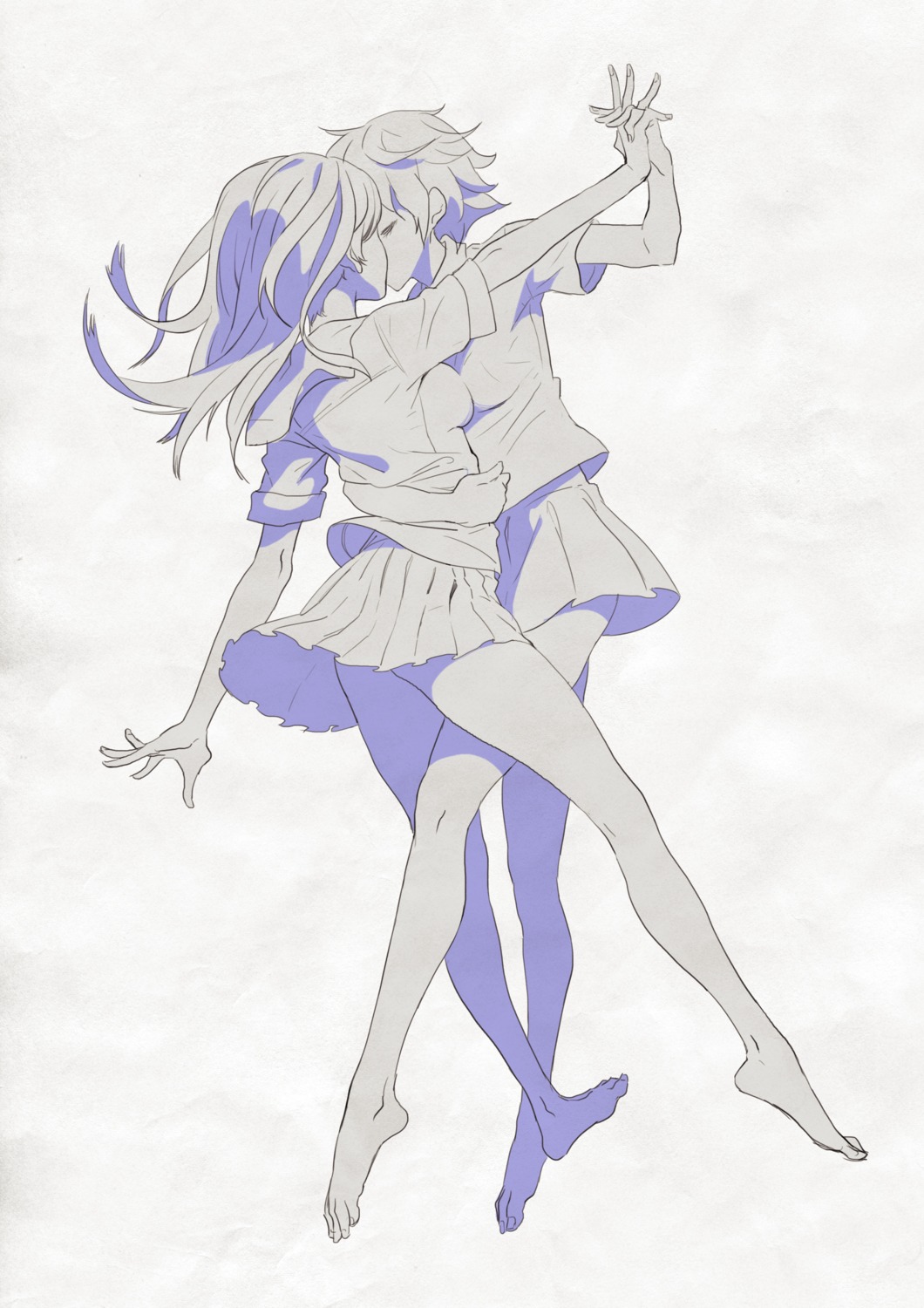 ladic monochrome seifuku symmetrical_docking yuri