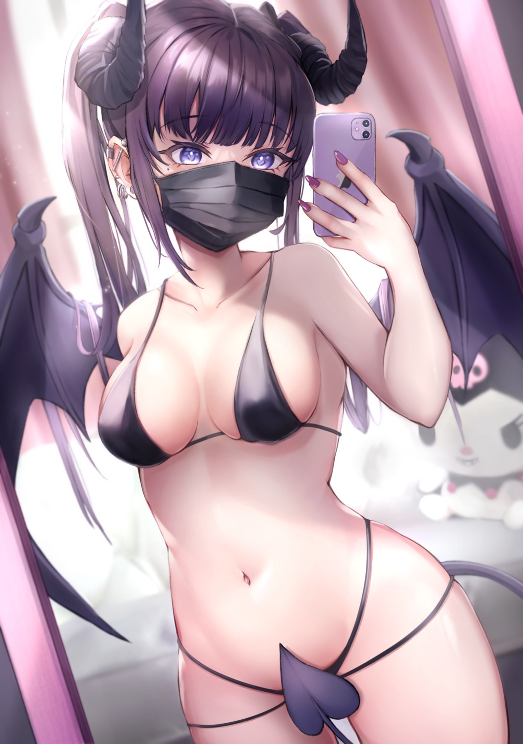 bikini erect_nipples horns selfie swimsuits tail wings yutoriko_(candy0905)