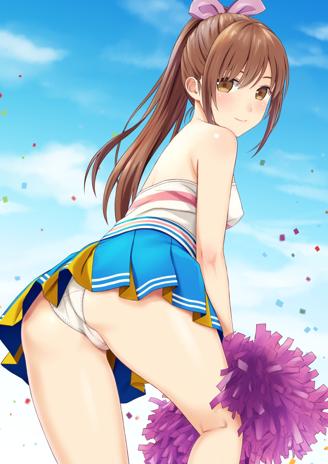 ass cameltoe cheerleader erect_nipples n.g. no_bra pantsu skirt_lift thong