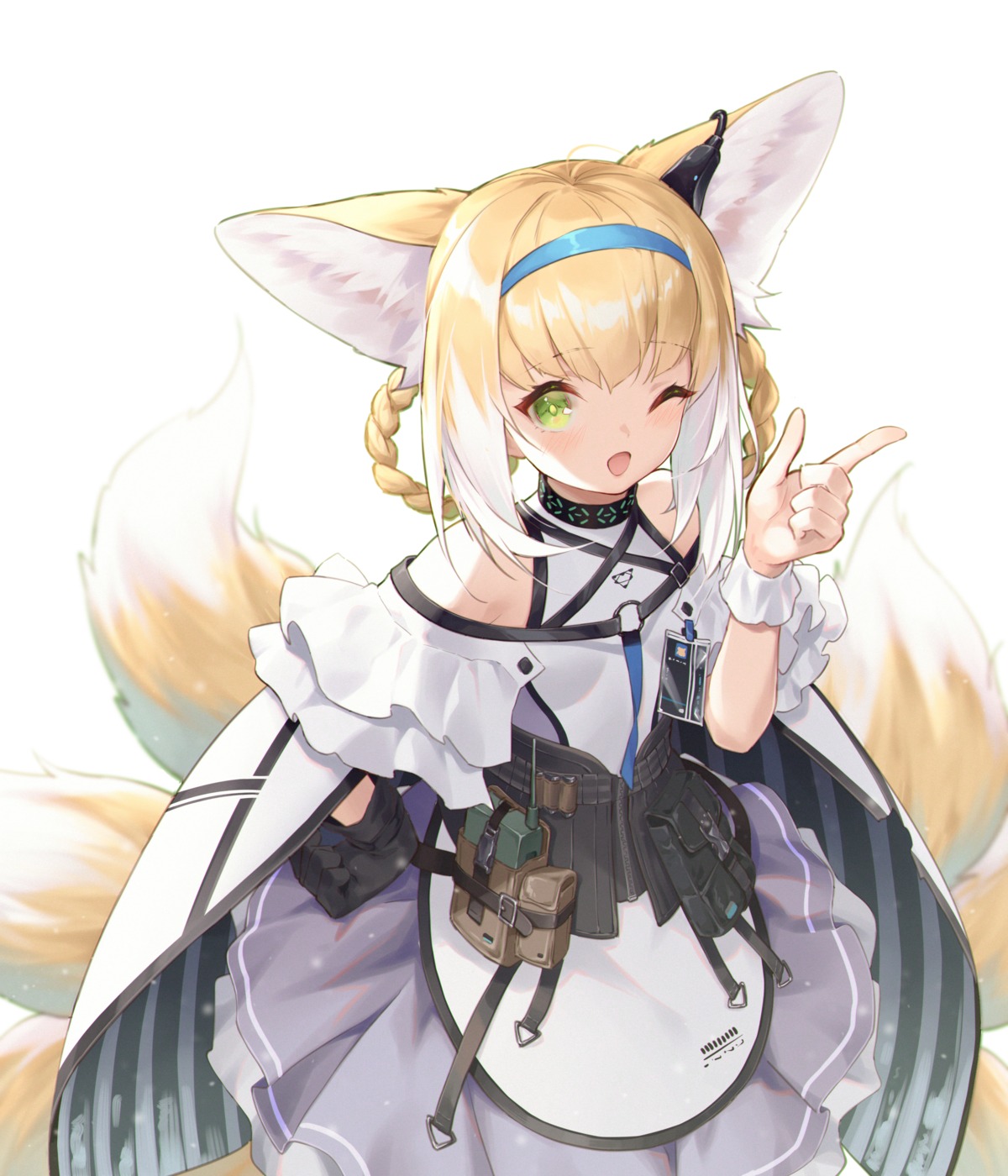 animal_ears arknights jiusan_naitan kitsune suzuran_(arknights) tail