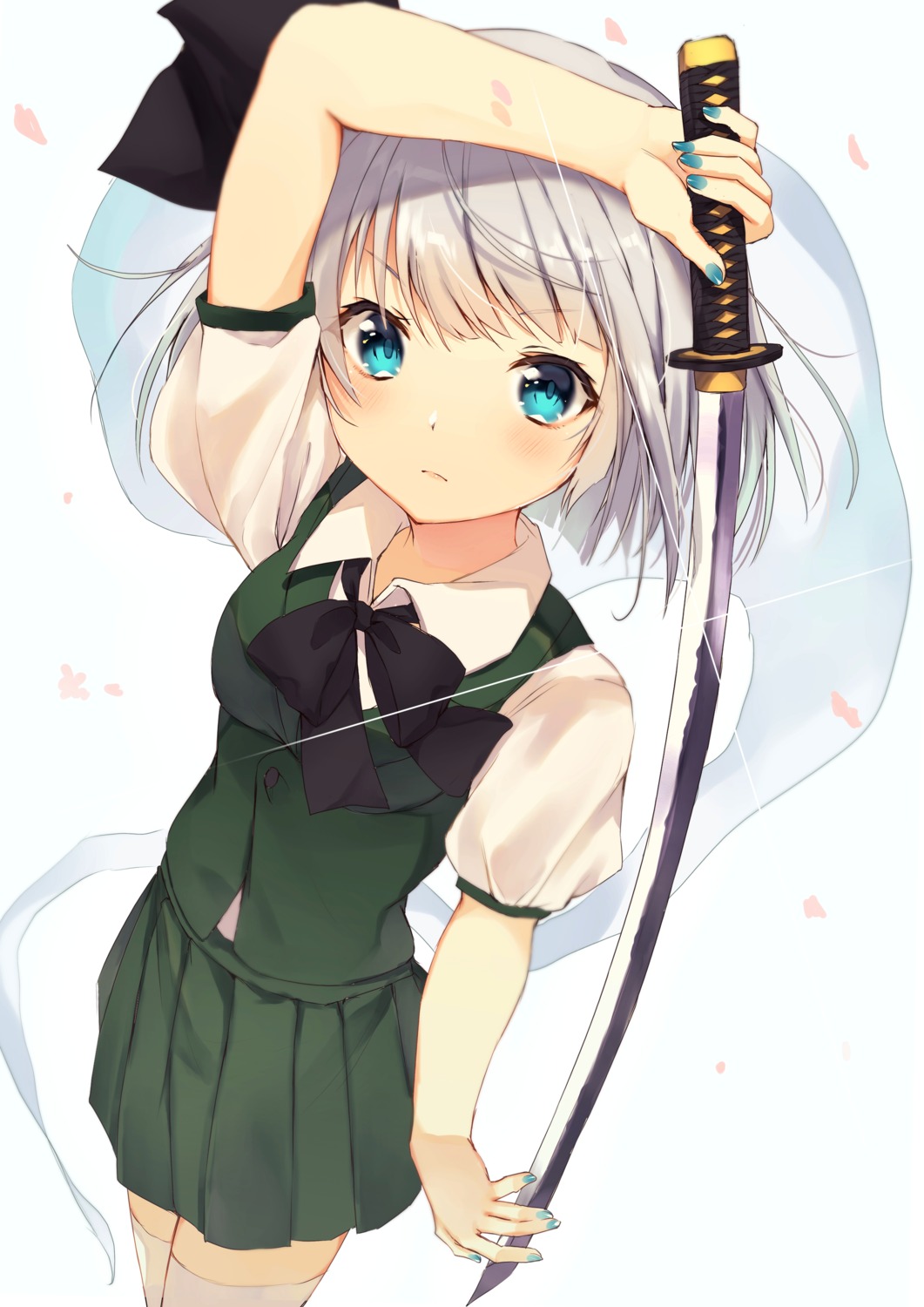 konpaku_youmu nenobi_(nenorium) sword thighhighs touhou