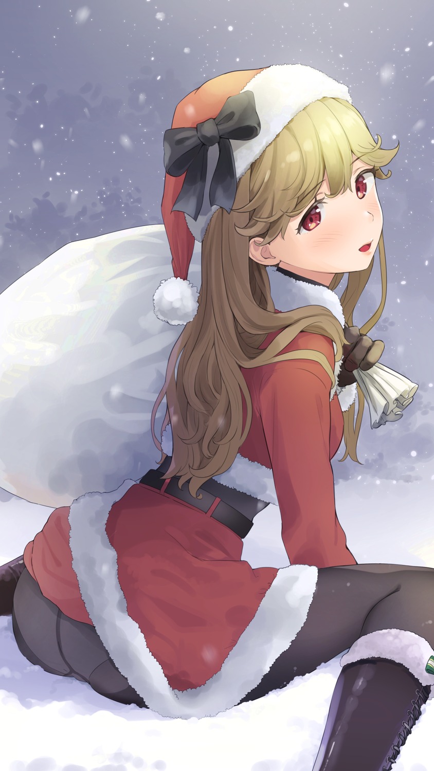 ass christmas pantsu pantyhose skirt_lift wardrobe_malfunction yoropa