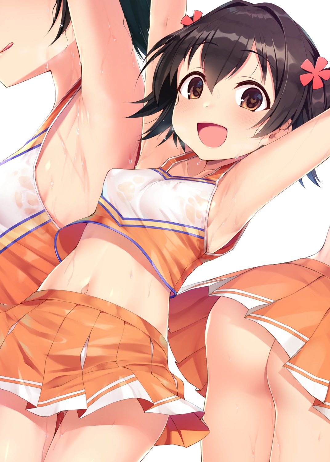 akagi_miria ass cheerleader nopan satou_kuuki see_through the_idolm@ster the_idolm@ster_cinderella_girls the_idolm@ster_cinderella_girls_u149 wet wet_clothes