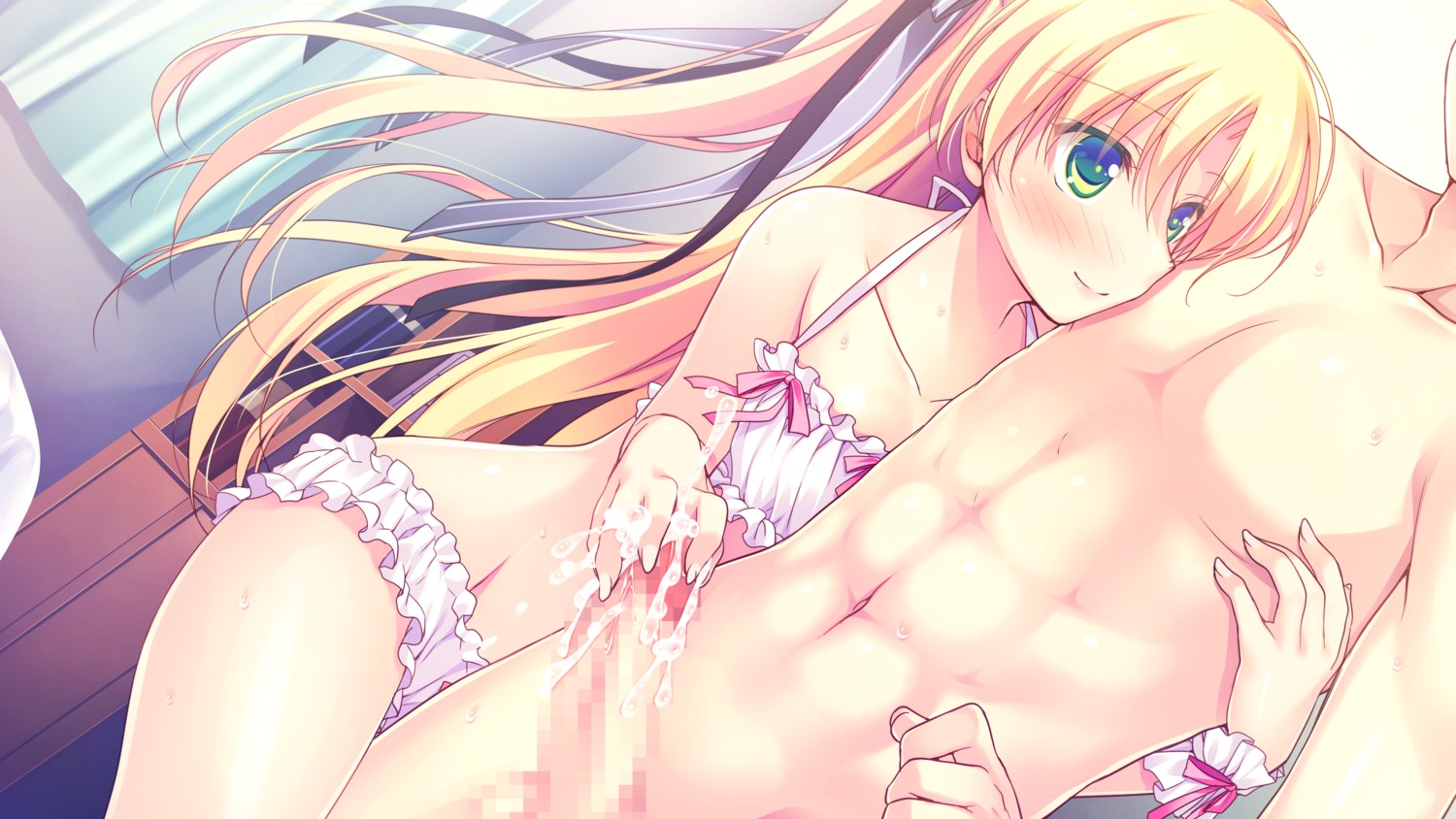 alcot_honeycomb censored chibana_ryoka cum game_cg handjob kimi_no_tonari_de_koishiteru! kimi_no_tonari_de_koishiteru!_~the_respective_happiness~ lingerie motomiya_mitsuki pantsu penis