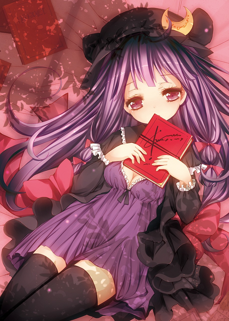 catbell cleavage patchouli_knowledge thighhighs touhou