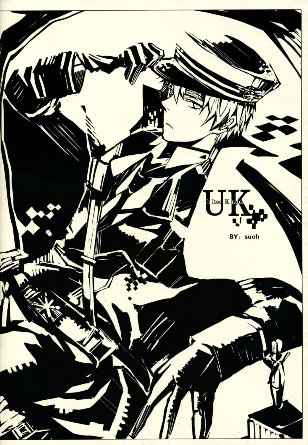 hetalia_axis_powers male monochrome united_kingdom