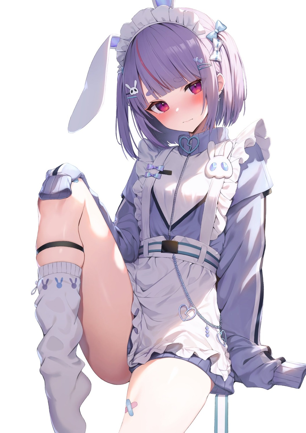 animal_ears bandaid bunny_ears cattleya_regina_games maid skirt_lift tosaki_mimi vspo! yotsugi