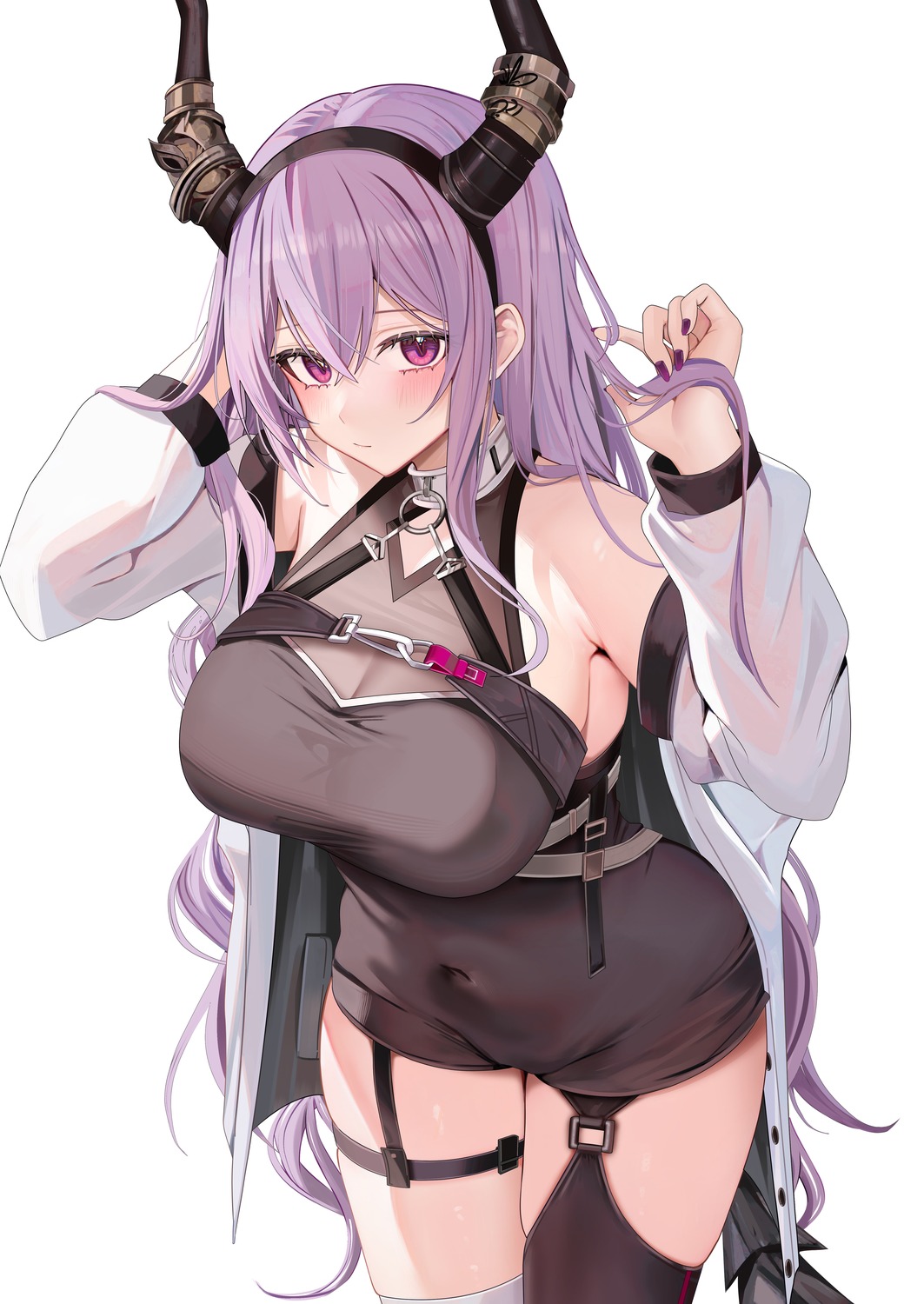 arknights horns ru_zhai stockings thighhighs typhon_(arknights)