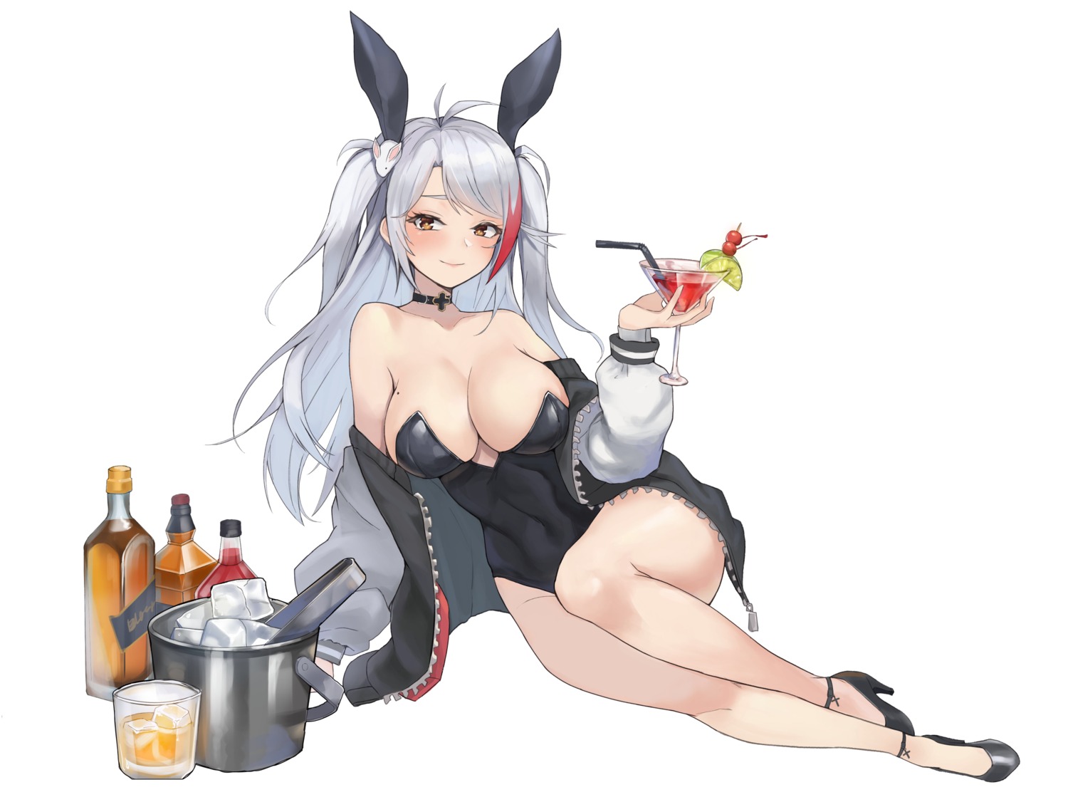 animal_ears azur_lane bunny_ears bunny_girl heels lv.p no_bra prinz_eugen_(azur_lane)