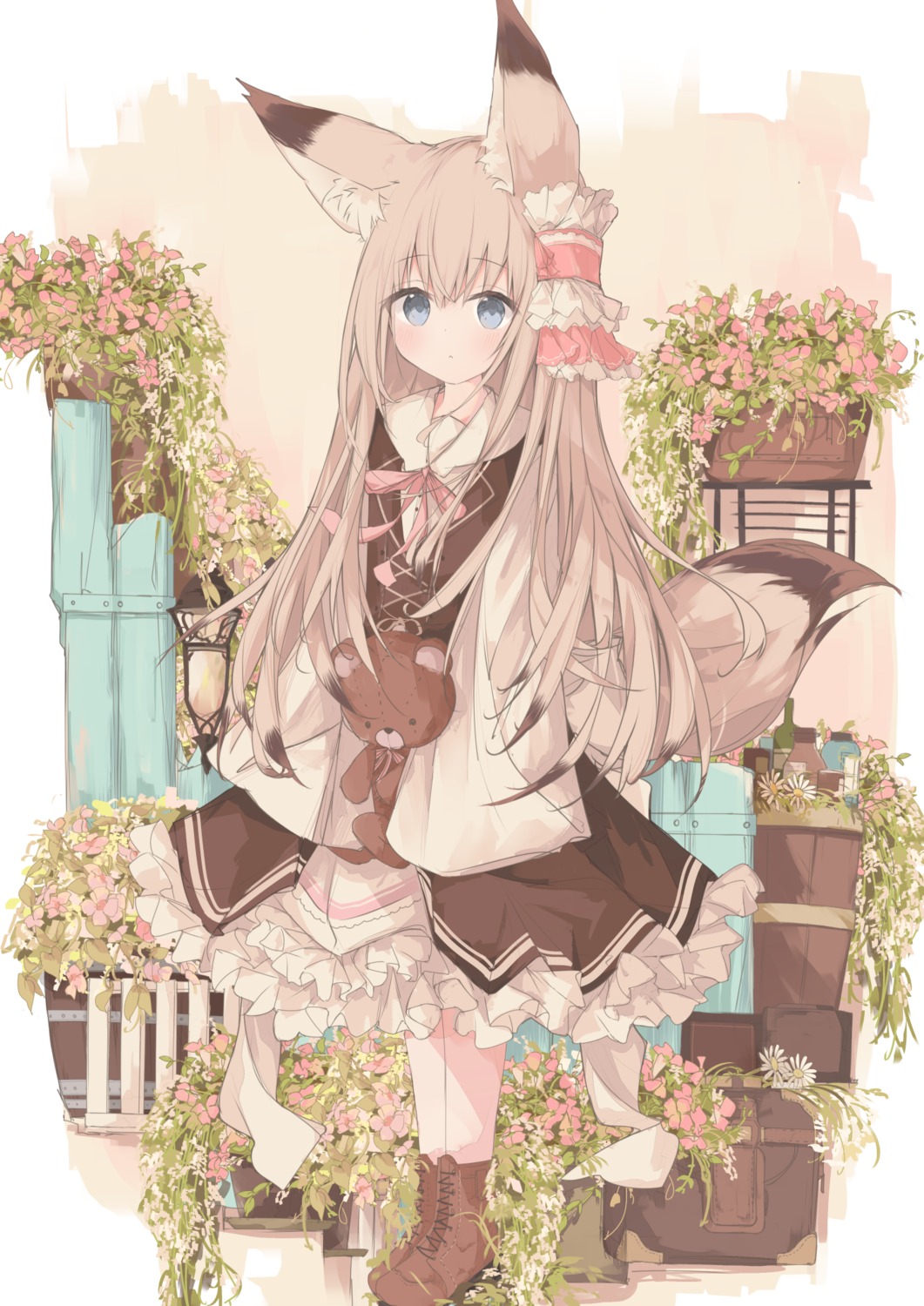 animal_ears dress kitsune kushida_you tail