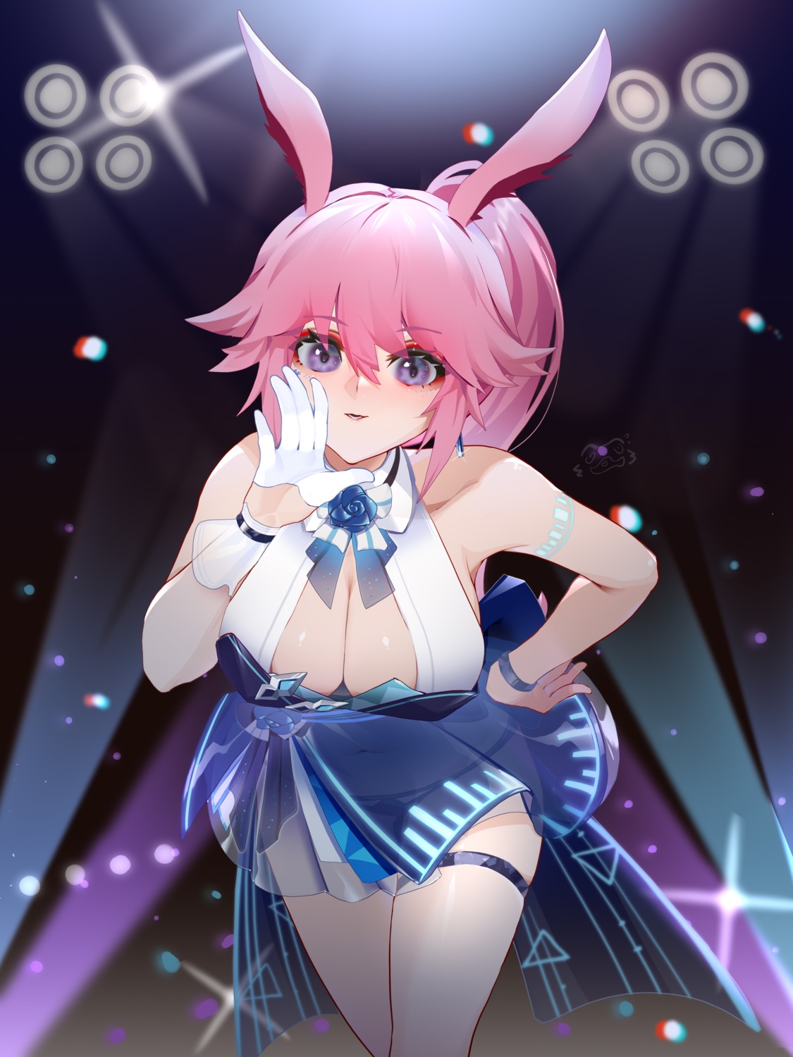 animal_ears benghuai_xueyuan bunny_ears garter honkai_impact no_bra pantsu see_through wucanming yae_sakura_(benghuai_xueyuan)