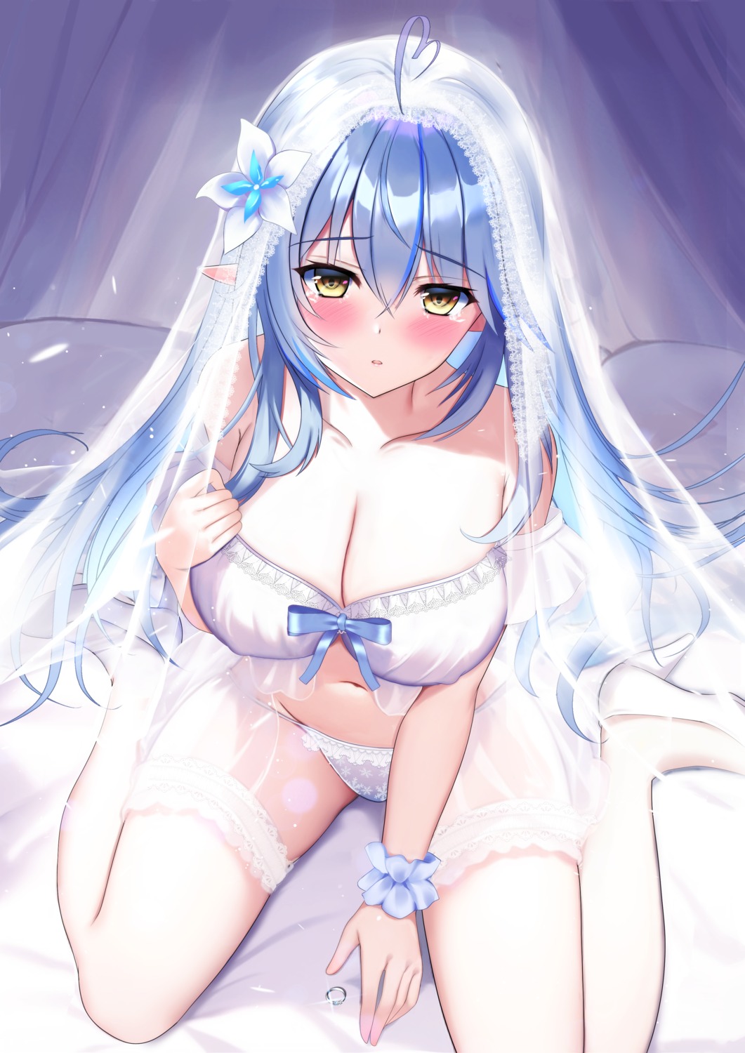 bra elf heels hololive lingerie pantsu pointy_ears see_through sugiki thighhighs yukihana_lamy