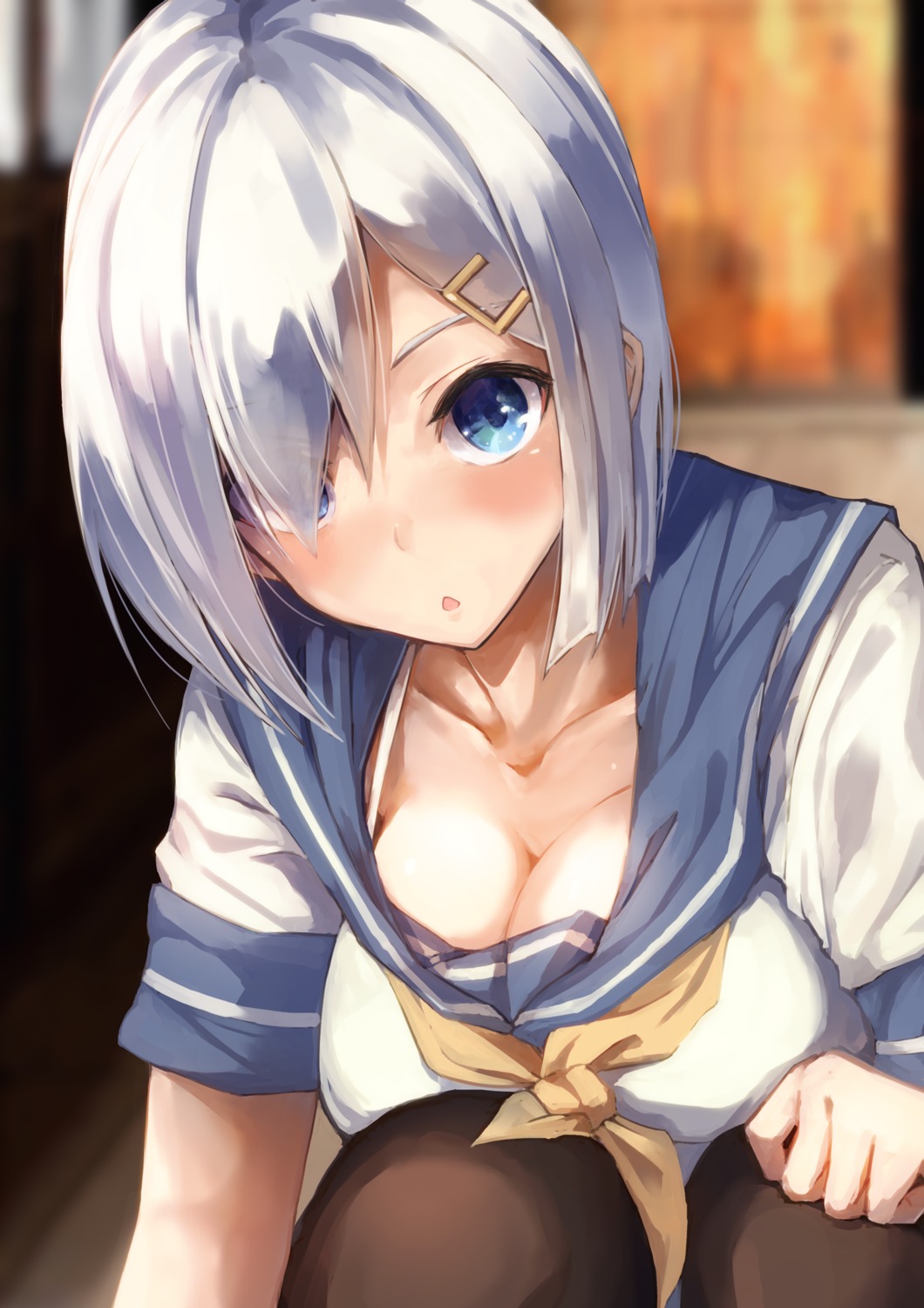 cleavage hamakaze_(kancolle) kantai_collection konkito pantyhose seifuku